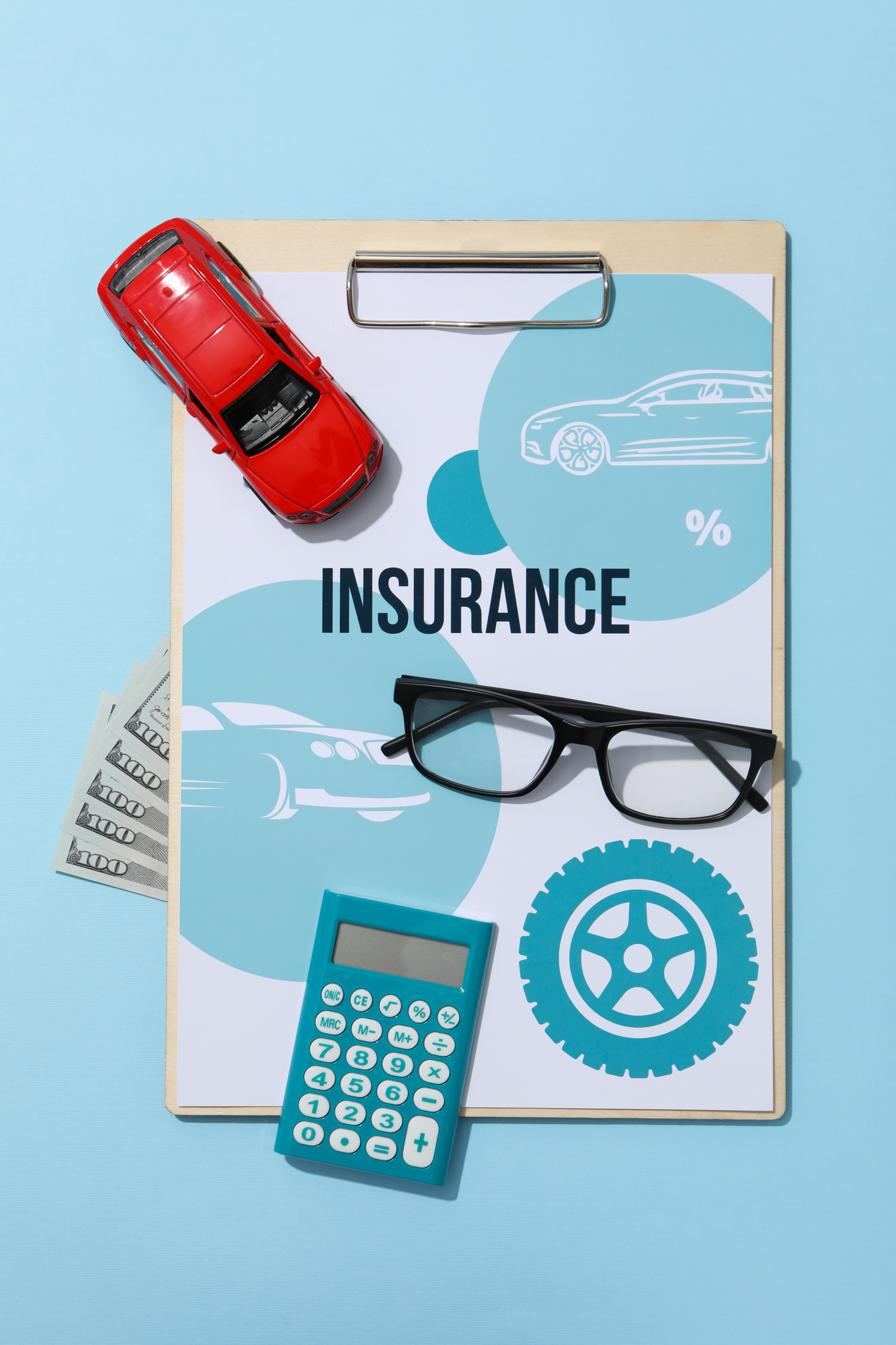 Concept of car purchase and insurance with toy car